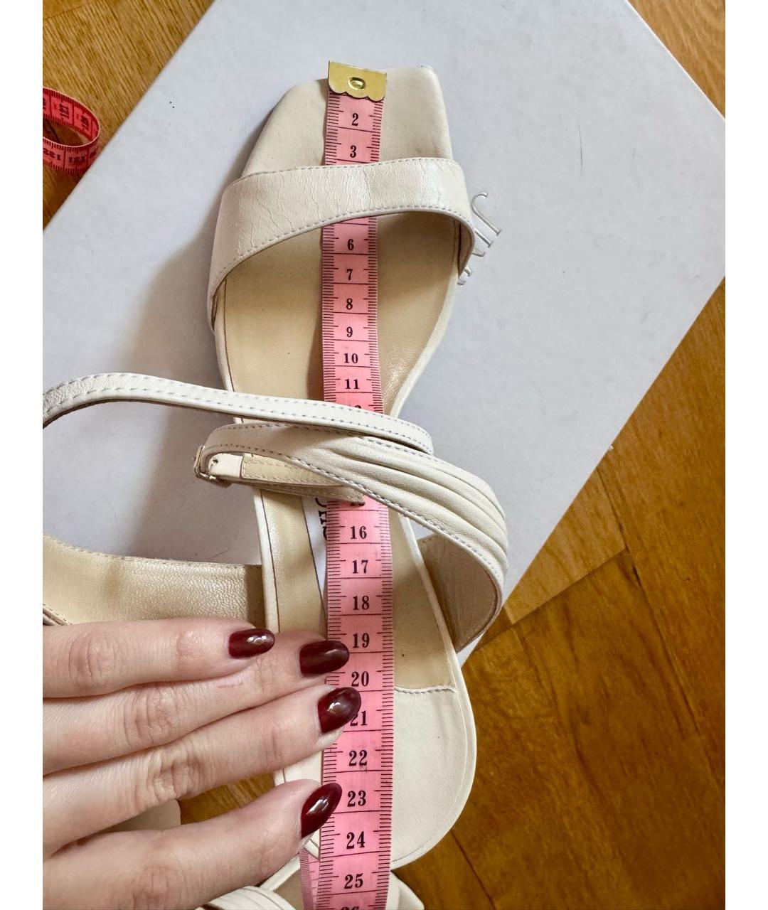 JIMMY CHOO Белые кожаные босоножки, фото 4