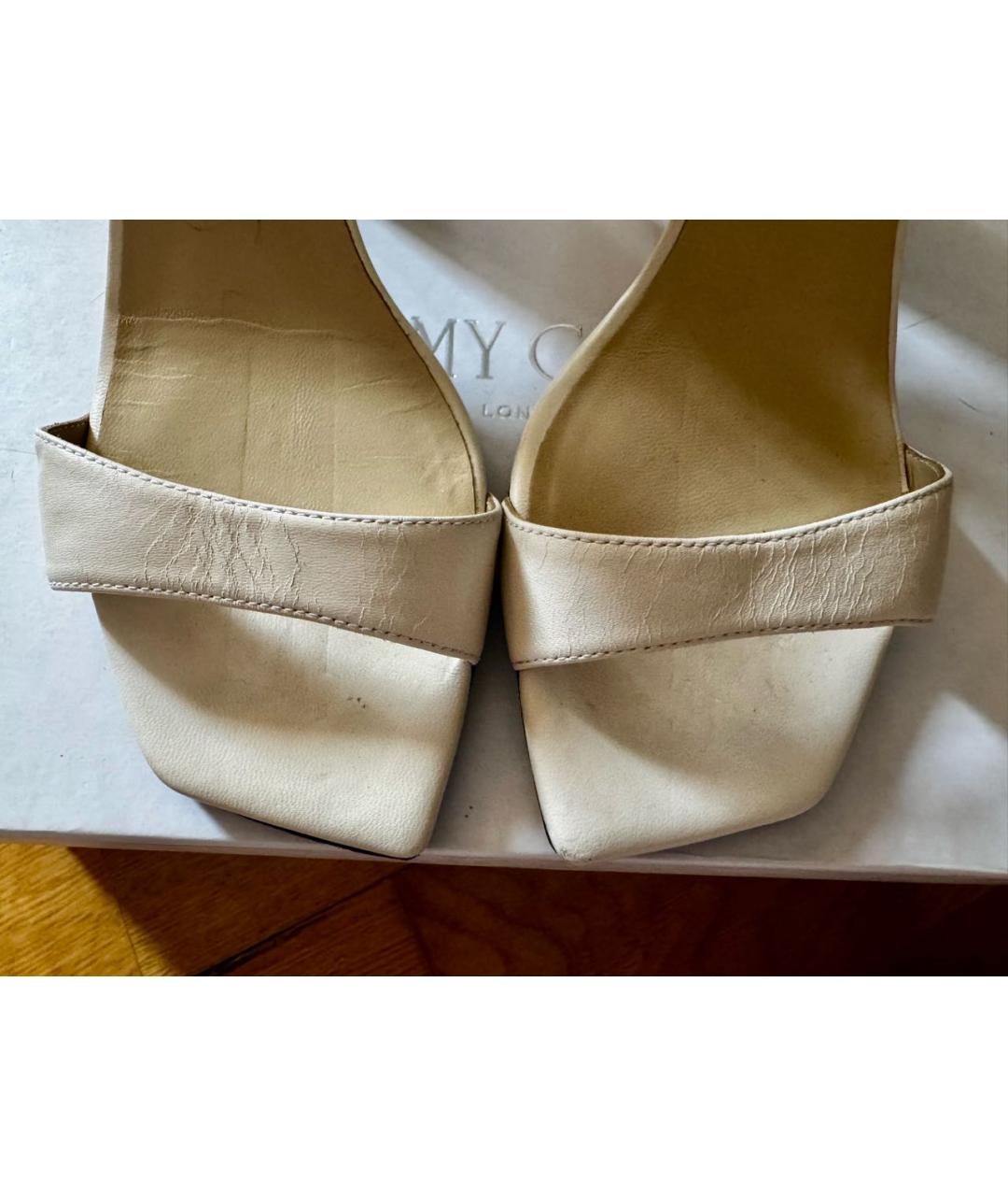 JIMMY CHOO Белые кожаные босоножки, фото 3