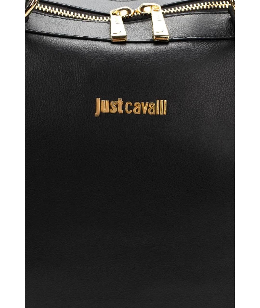 JUST CAVALLI Черная кожаная сумка тоут, фото 5