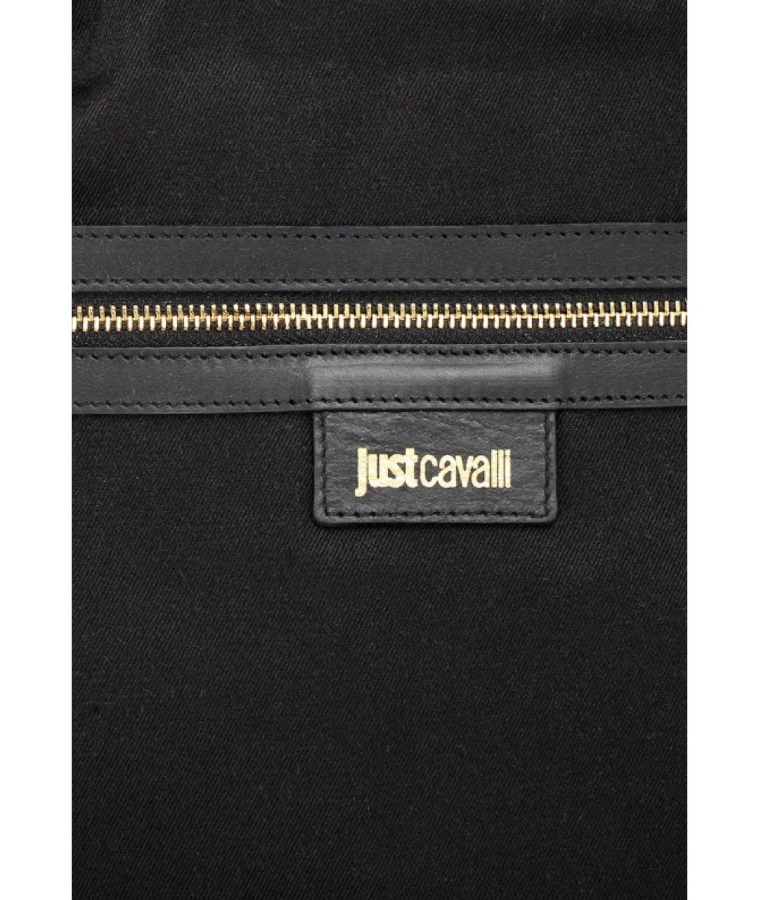 JUST CAVALLI Черная кожаная сумка тоут, фото 6