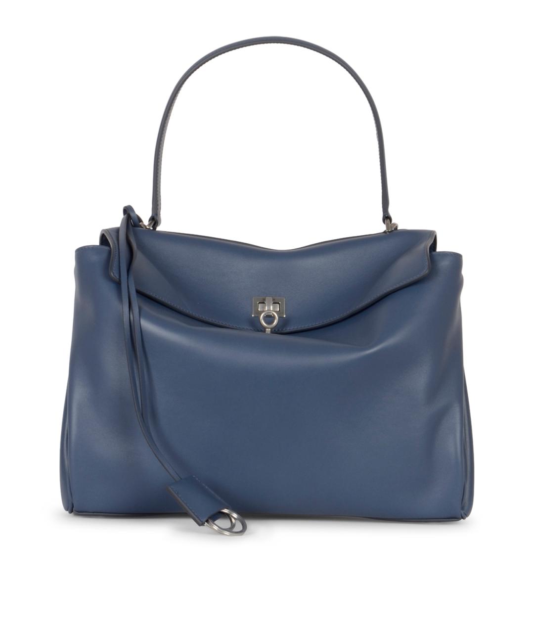 BALENCIAGA Синяя кожаная сумка тоут, фото 1