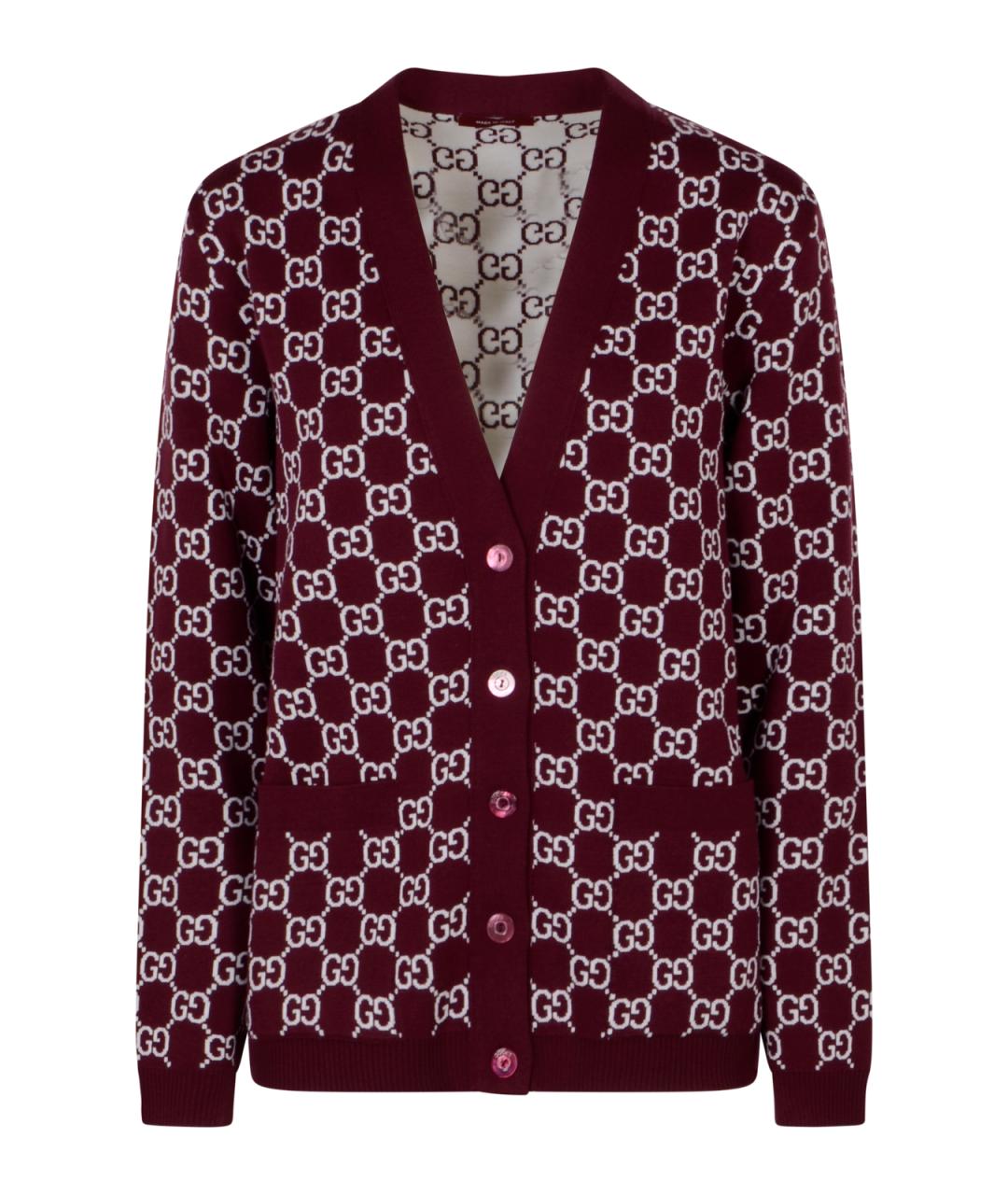 GUCCI Бордовый шерстяной джемпер / свитер, фото 1
