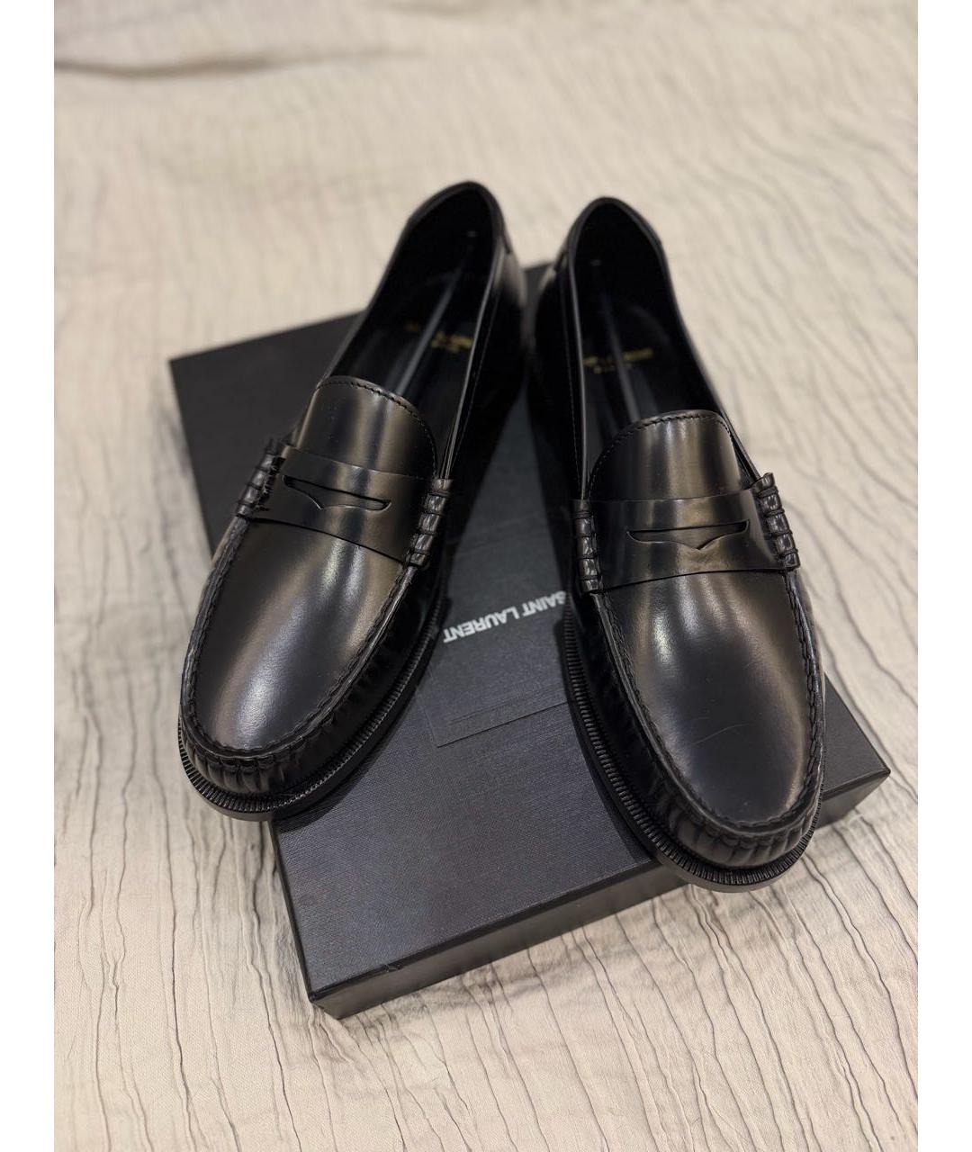 SAINT LAURENT Черные кожаные лоферы, фото 2