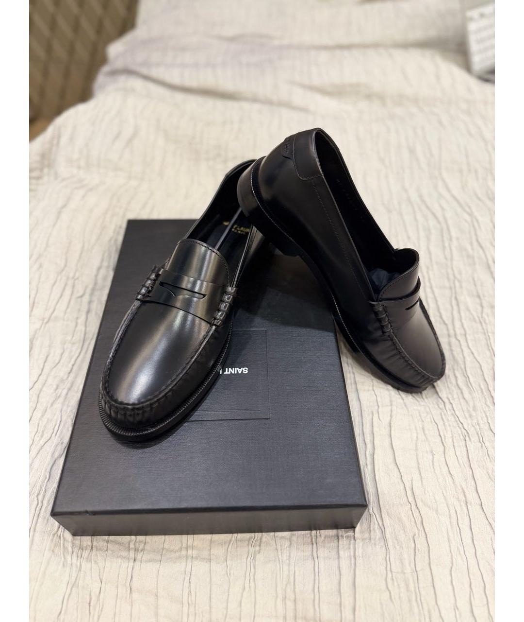 SAINT LAURENT Черные кожаные лоферы, фото 5