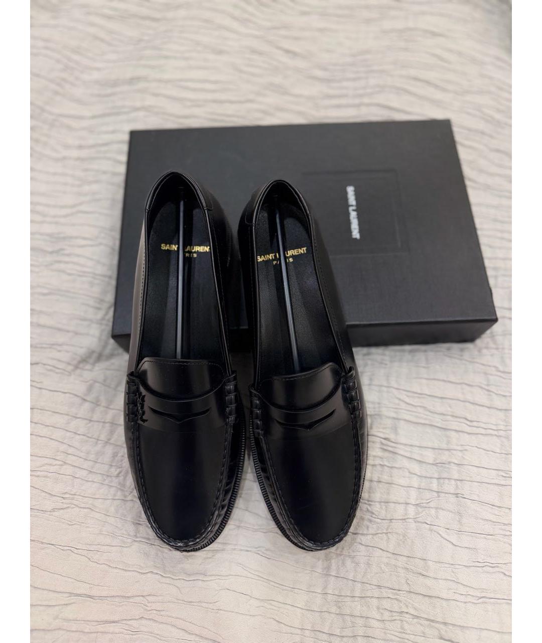 SAINT LAURENT Черные кожаные лоферы, фото 4