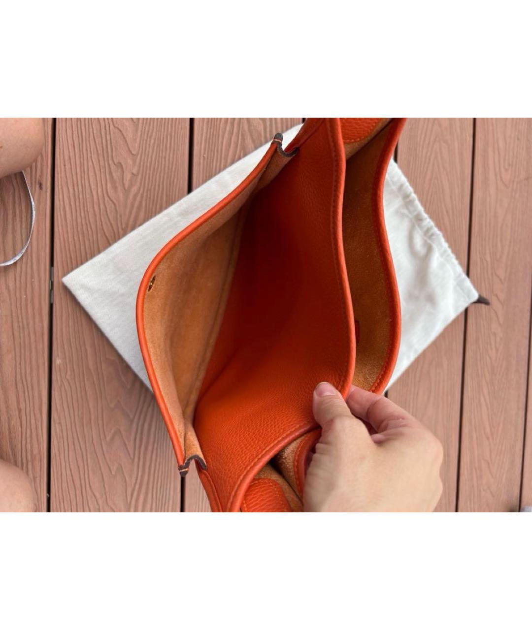 HERMES Оранжевая кожаная сумка через плечо, фото 6