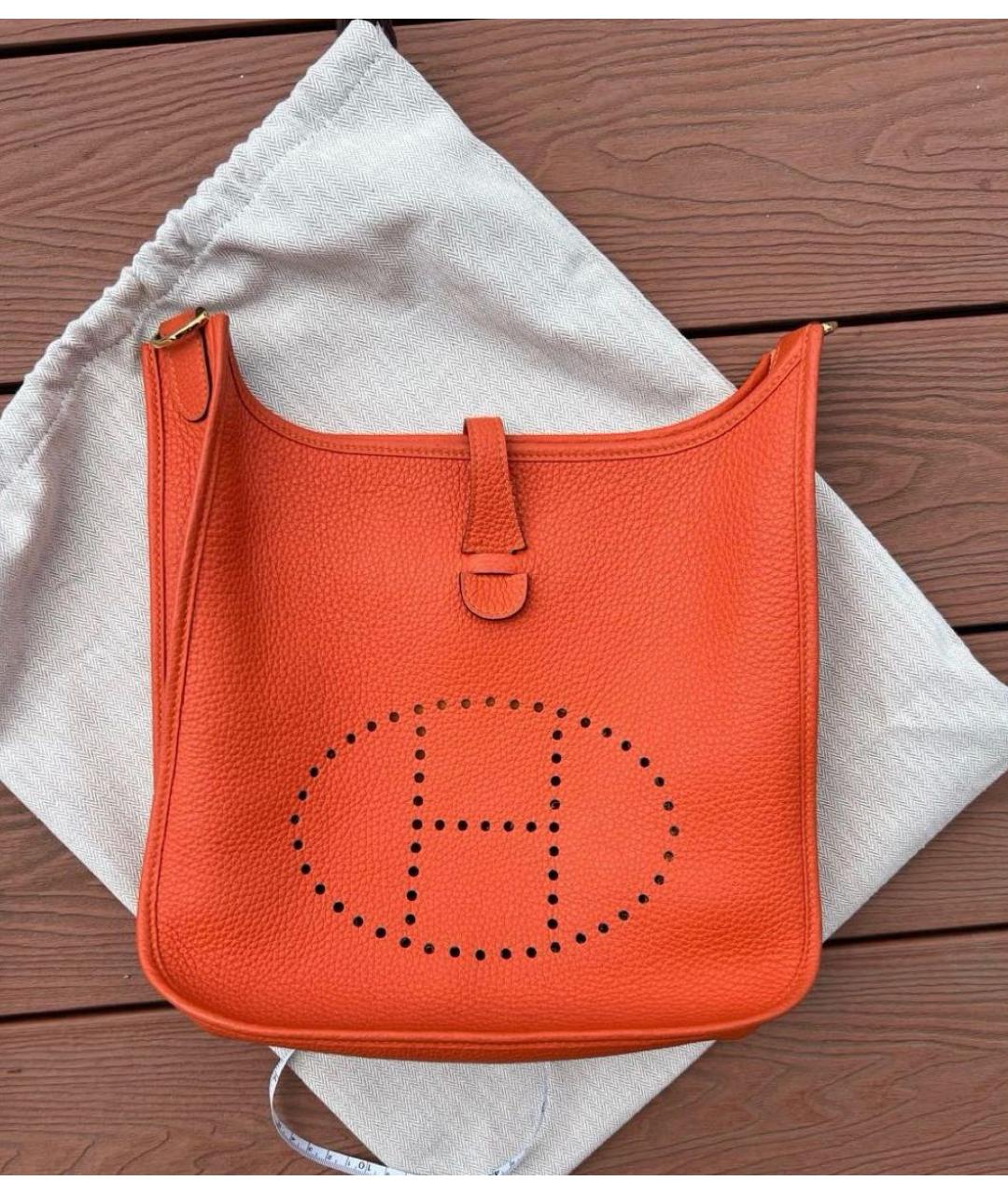 HERMES Оранжевая кожаная сумка через плечо, фото 2