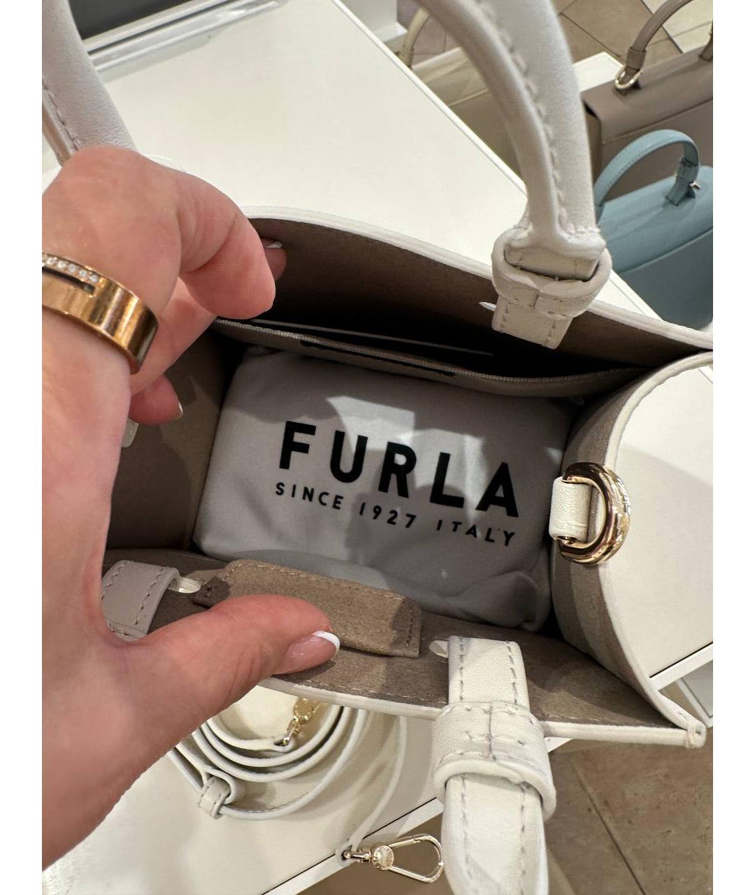 FURLA Белая кожаная сумка через плечо, фото 4