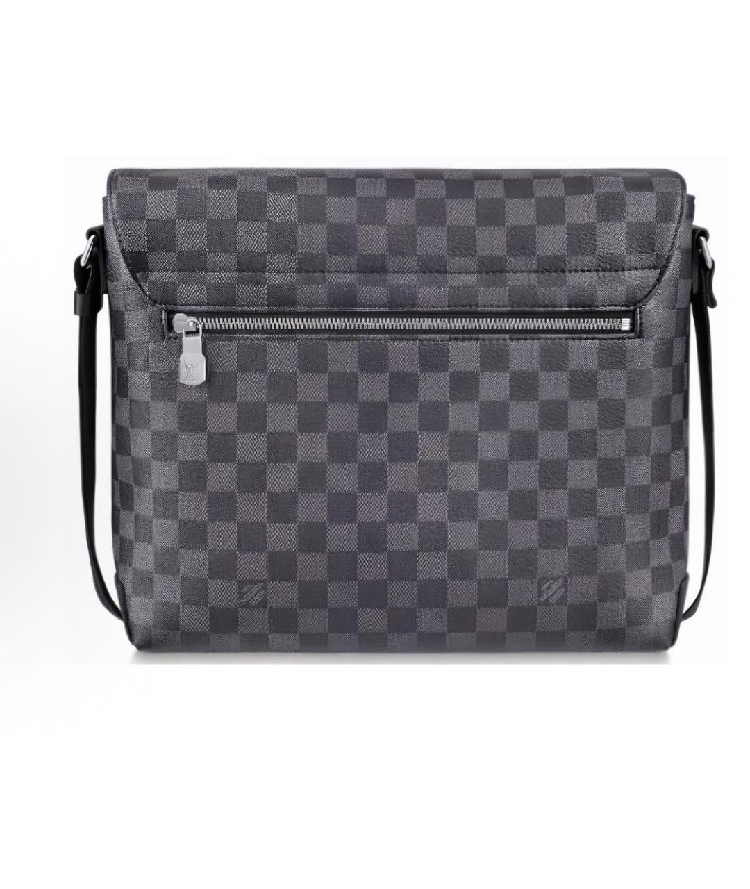 LOUIS VUITTON Антрацитовая кожаная сумка на плечо, фото 2