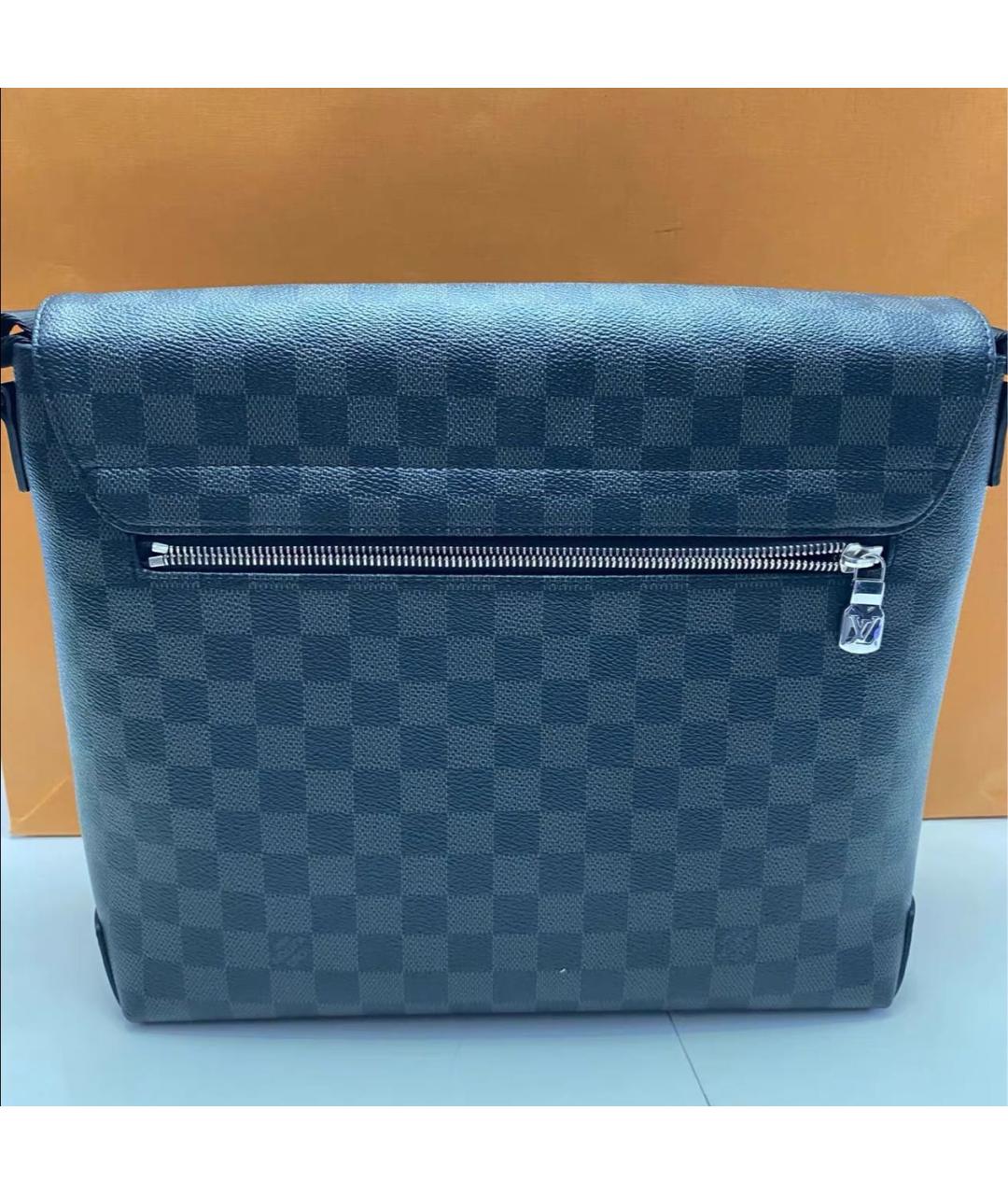 LOUIS VUITTON Антрацитовая кожаная сумка на плечо, фото 8