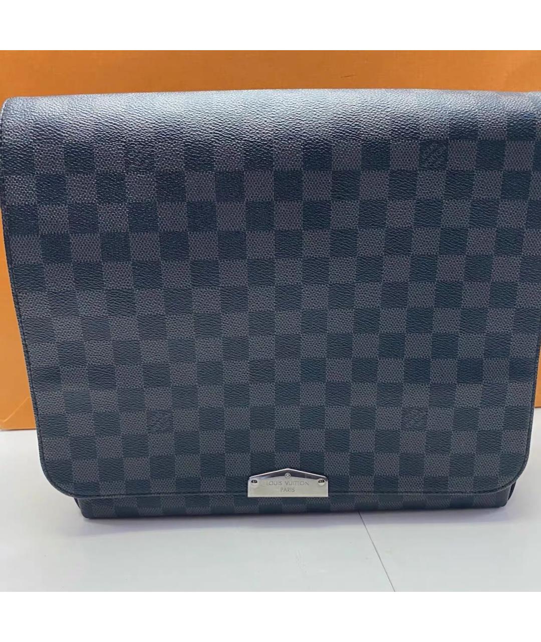 LOUIS VUITTON Антрацитовая кожаная сумка на плечо, фото 5