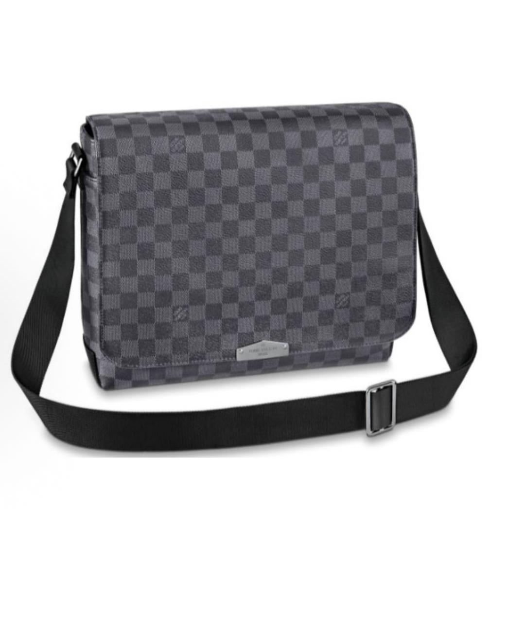 LOUIS VUITTON Антрацитовая кожаная сумка на плечо, фото 1