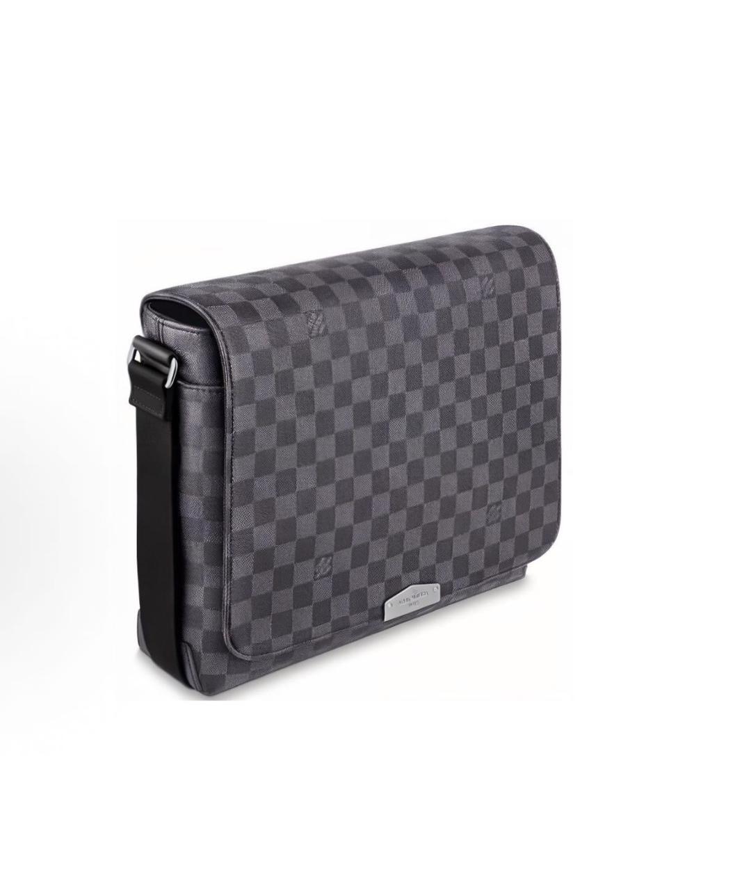 LOUIS VUITTON Антрацитовая кожаная сумка на плечо, фото 3