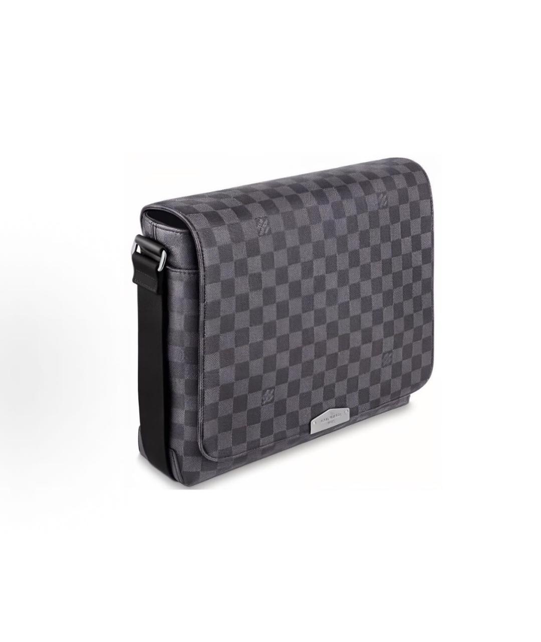 LOUIS VUITTON Антрацитовая кожаная сумка через плечо, фото 3