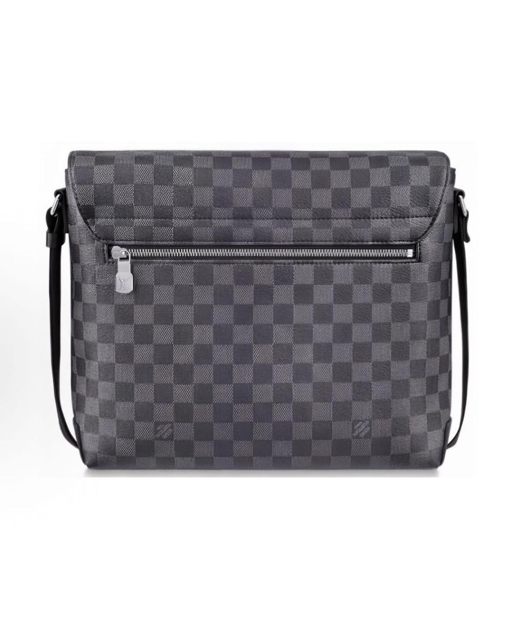 LOUIS VUITTON Антрацитовая кожаная сумка через плечо, фото 2
