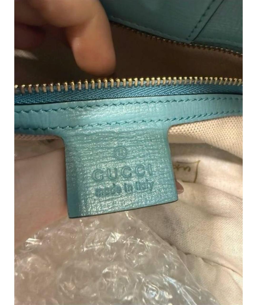 GUCCI Голубая хлопковая сумка тоут, фото 3