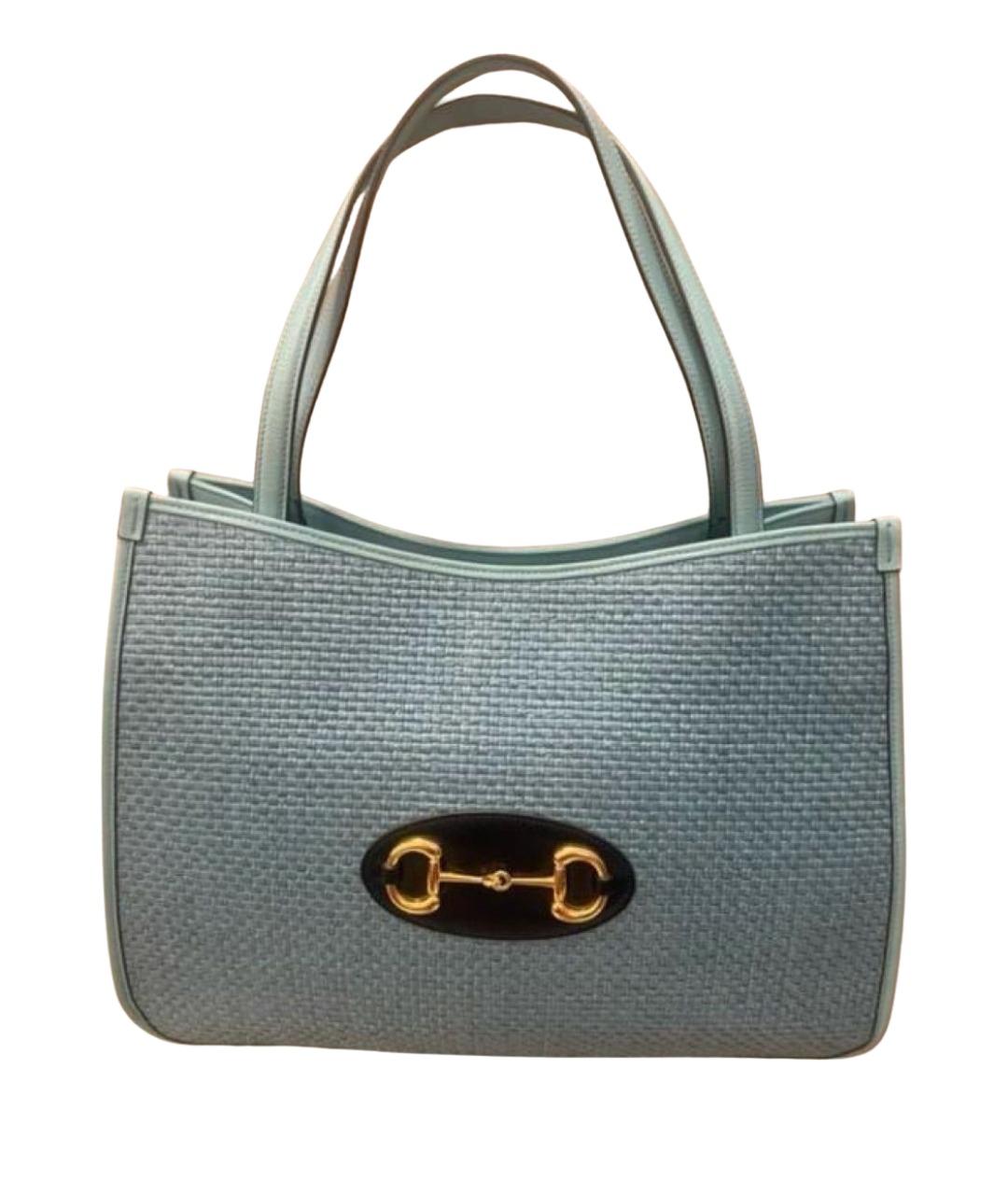 GUCCI Голубая хлопковая сумка тоут, фото 1