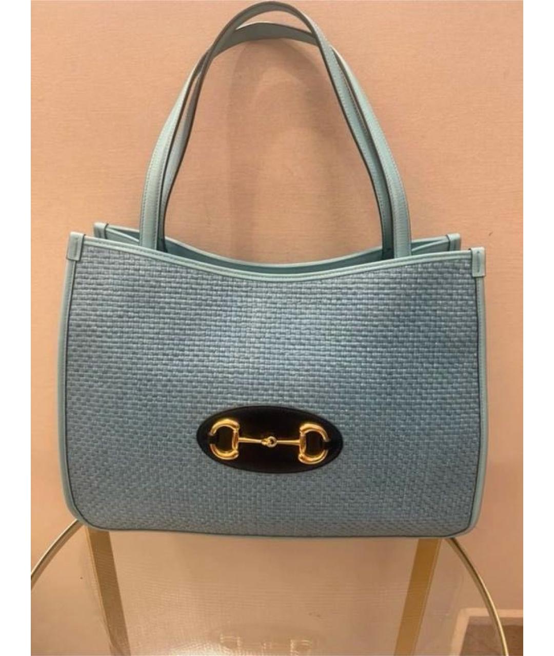 GUCCI Голубая хлопковая сумка тоут, фото 6