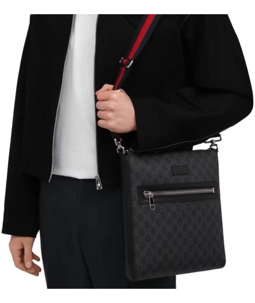 GUCCI Антрацитовая кожаная сумка на плечо, фото 8