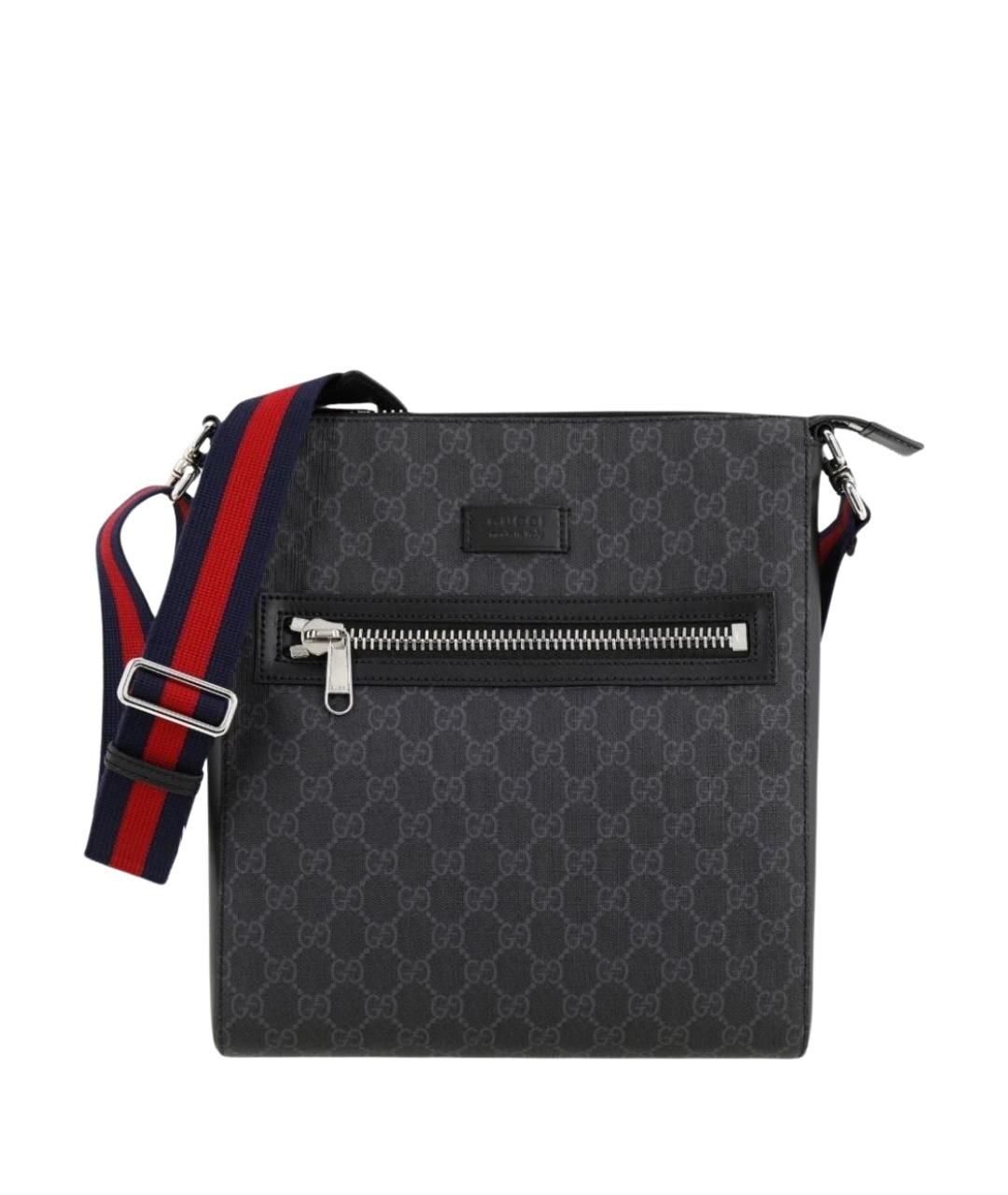 GUCCI Антрацитовая кожаная сумка на плечо, фото 1