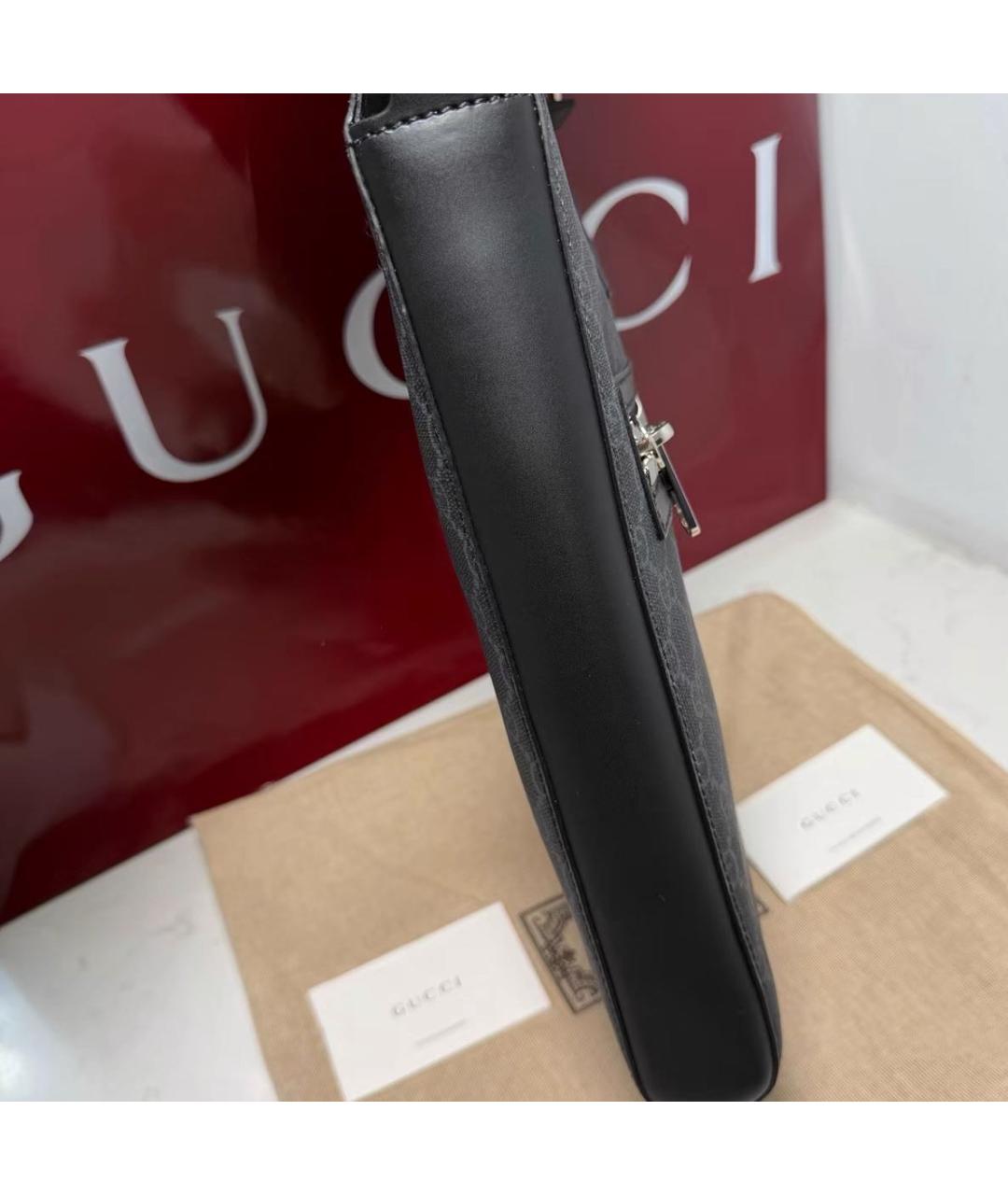 GUCCI Антрацитовая кожаная сумка на плечо, фото 6