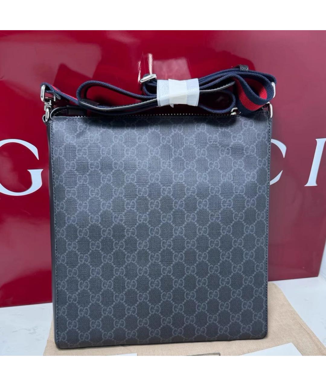 GUCCI Антрацитовая кожаная сумка на плечо, фото 7