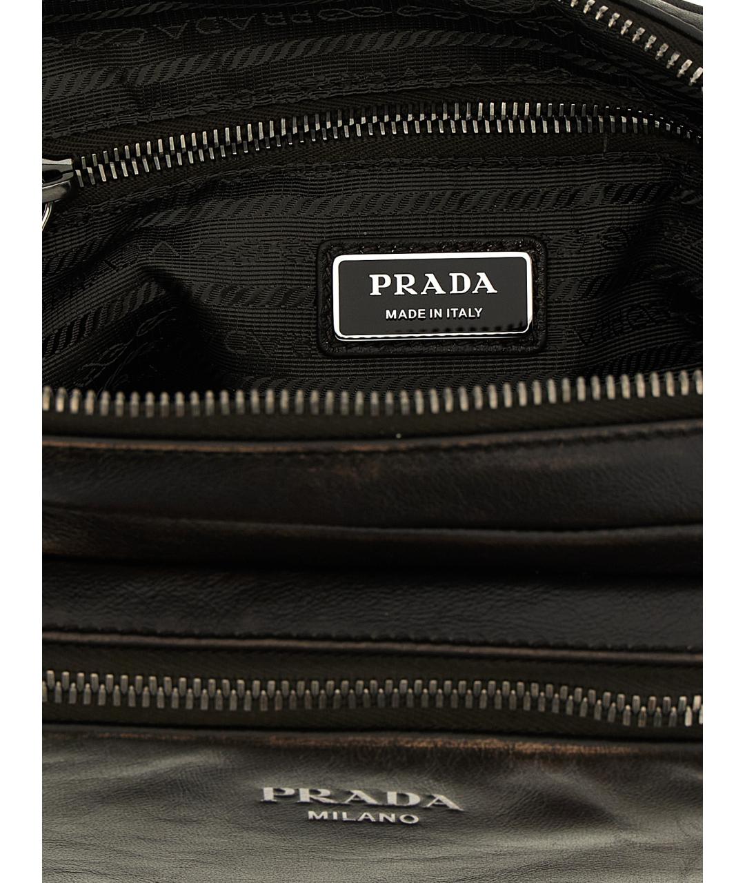 PRADA Коричневая кожаная поясная сумка, фото 4