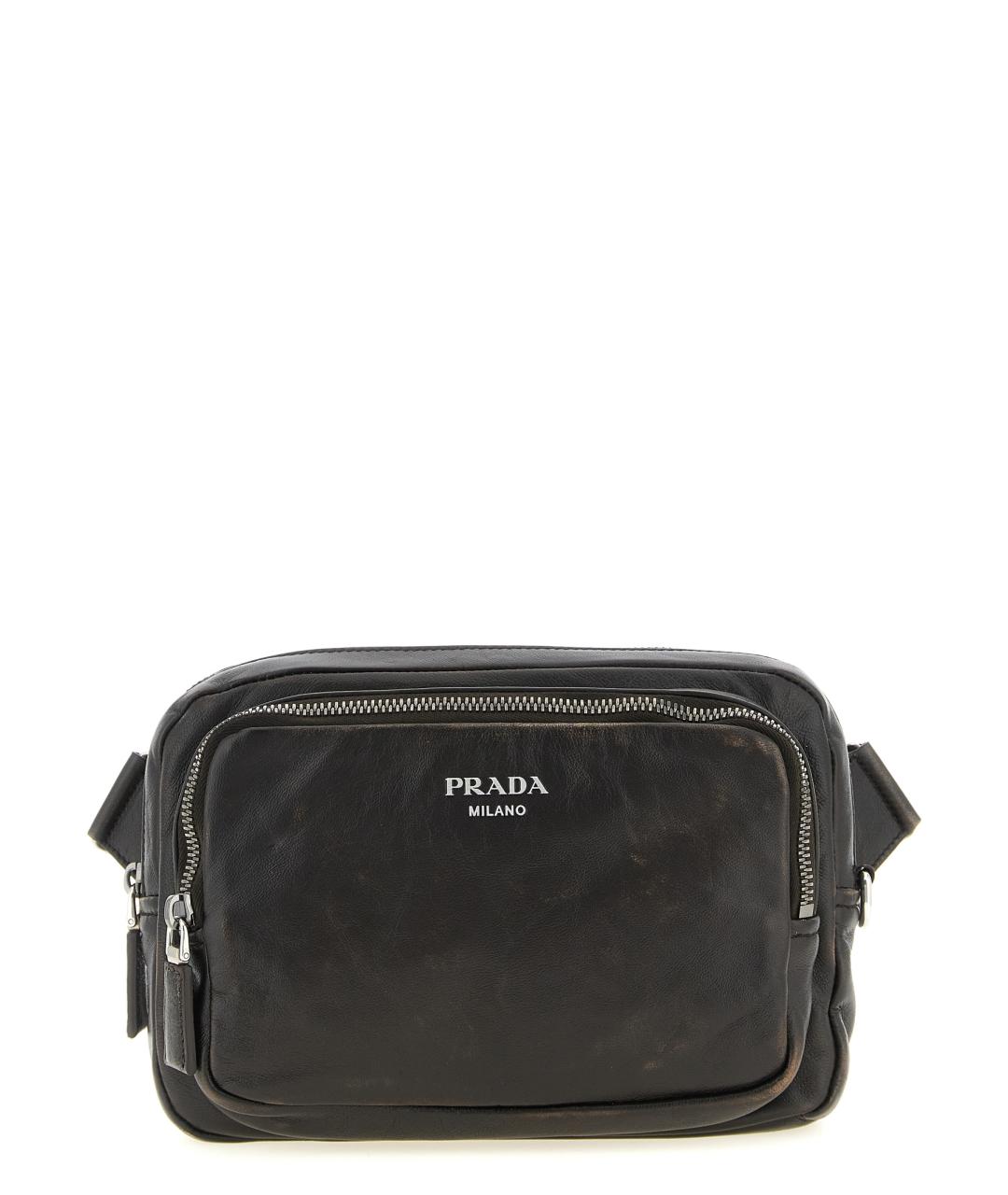 PRADA Коричневая кожаная поясная сумка, фото 1