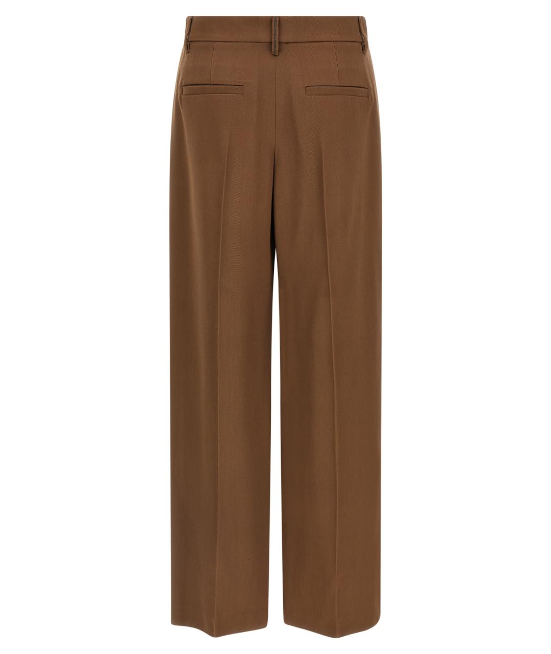 BRUNELLO CUCINELLI Коричневые шерстяные брюки широкие, фото 2