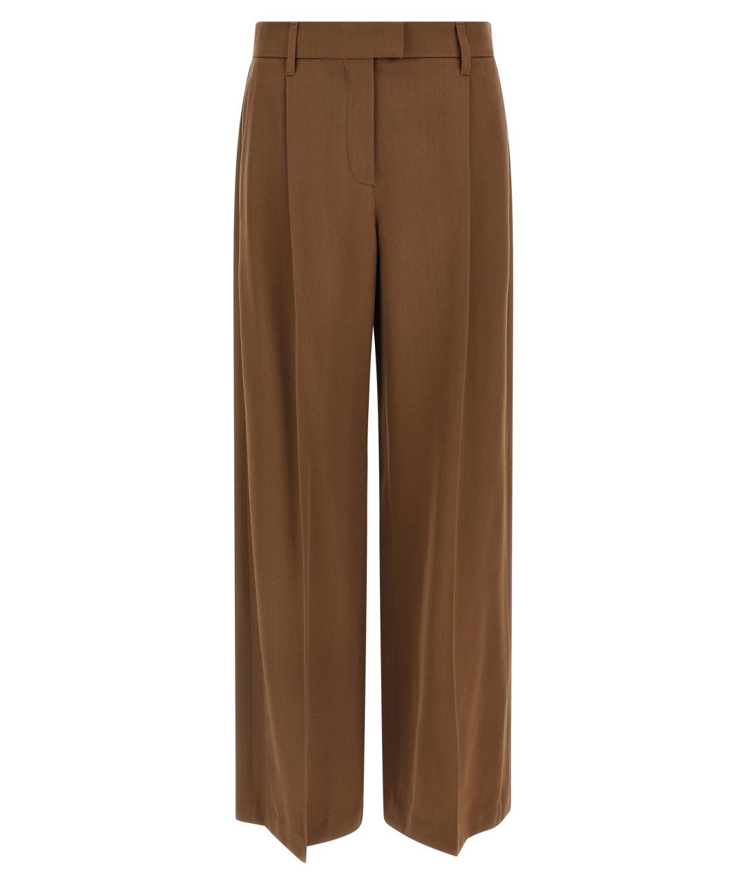 BRUNELLO CUCINELLI Коричневые шерстяные брюки широкие, фото 1