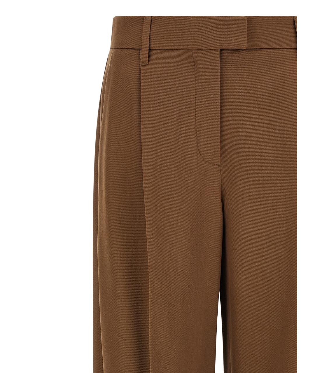 BRUNELLO CUCINELLI Коричневые шерстяные брюки широкие, фото 3