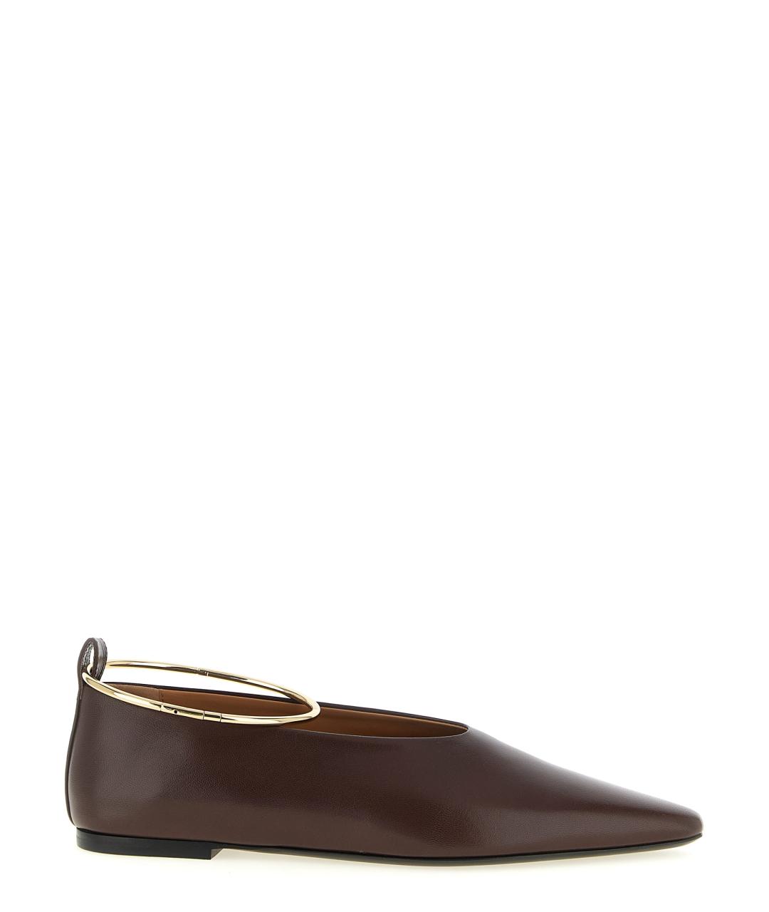 JIL SANDER Коричневые кожаные балетки, фото 1