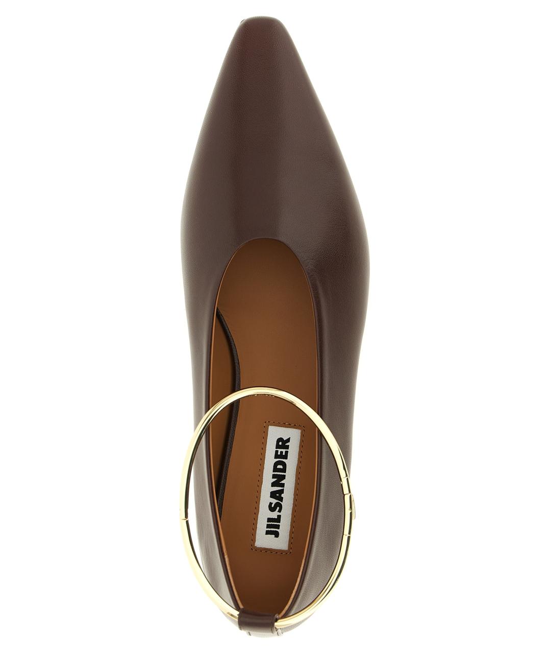 JIL SANDER Коричневые кожаные балетки, фото 4