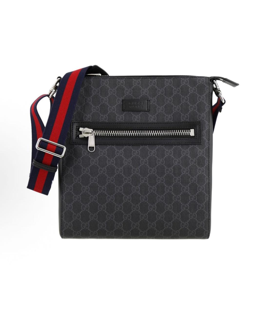 GUCCI Антрацитовая кожаная сумка через плечо, фото 1