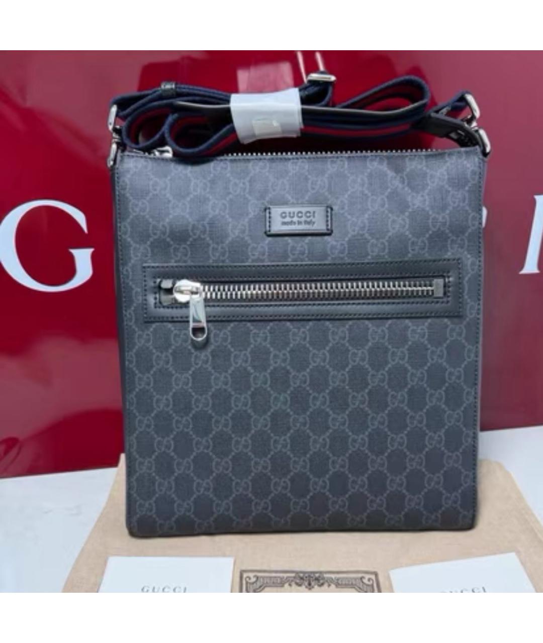 GUCCI Антрацитовая кожаная сумка через плечо, фото 5