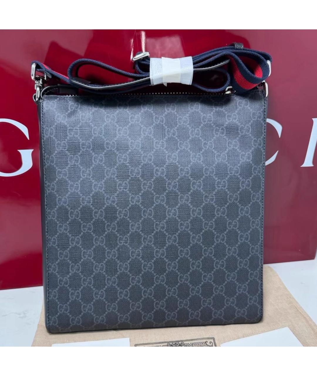 GUCCI Антрацитовая кожаная сумка через плечо, фото 7
