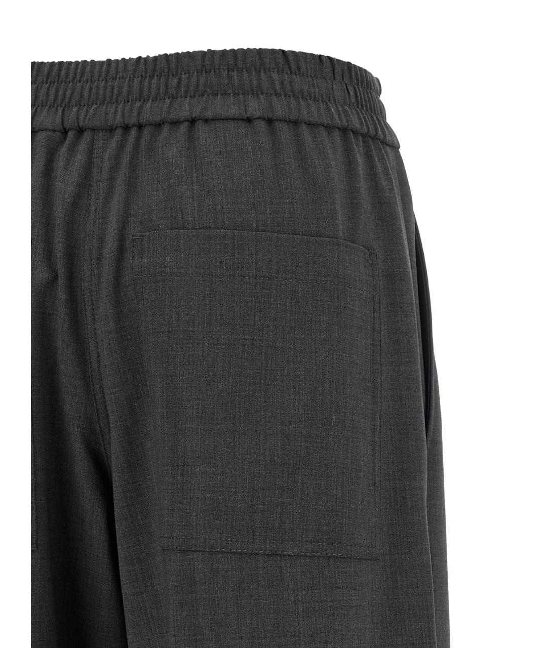 BRUNELLO CUCINELLI Серые шерстяные брюки широкие, фото 4