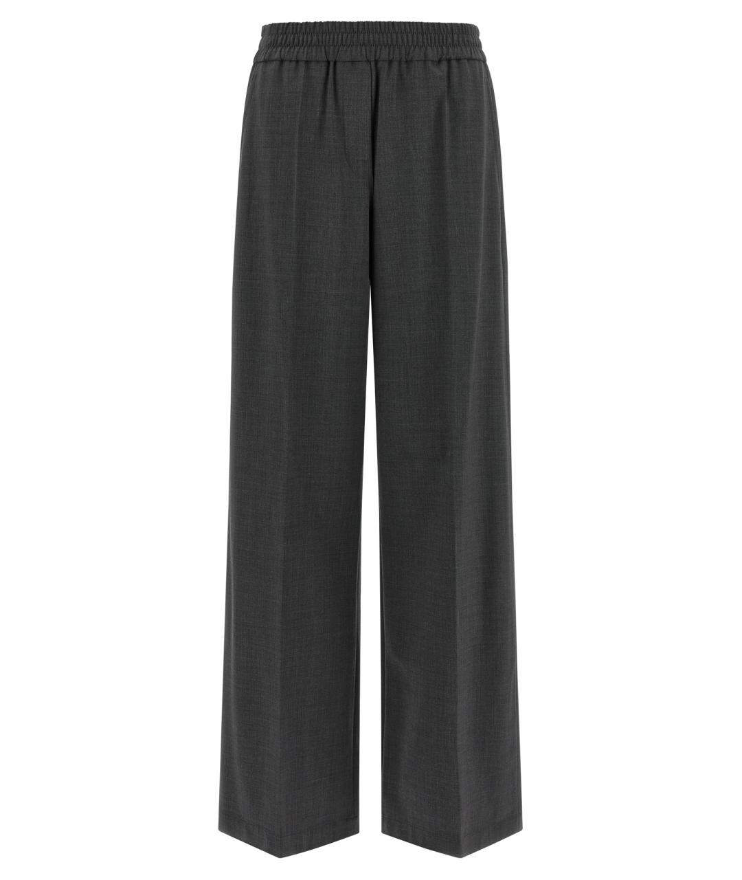 BRUNELLO CUCINELLI Серые шерстяные брюки широкие, фото 1