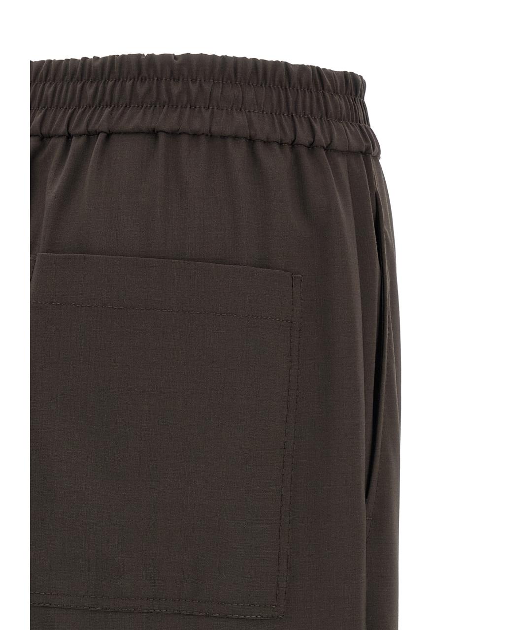 BRUNELLO CUCINELLI Коричневые шерстяные брюки широкие, фото 4