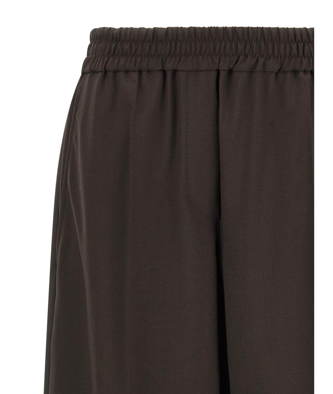 BRUNELLO CUCINELLI Коричневые шерстяные брюки широкие, фото 3