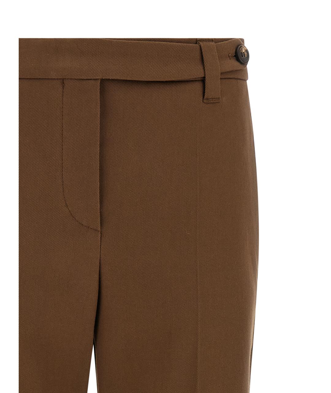BRUNELLO CUCINELLI Коричневые хлопковые прямые брюки, фото 3
