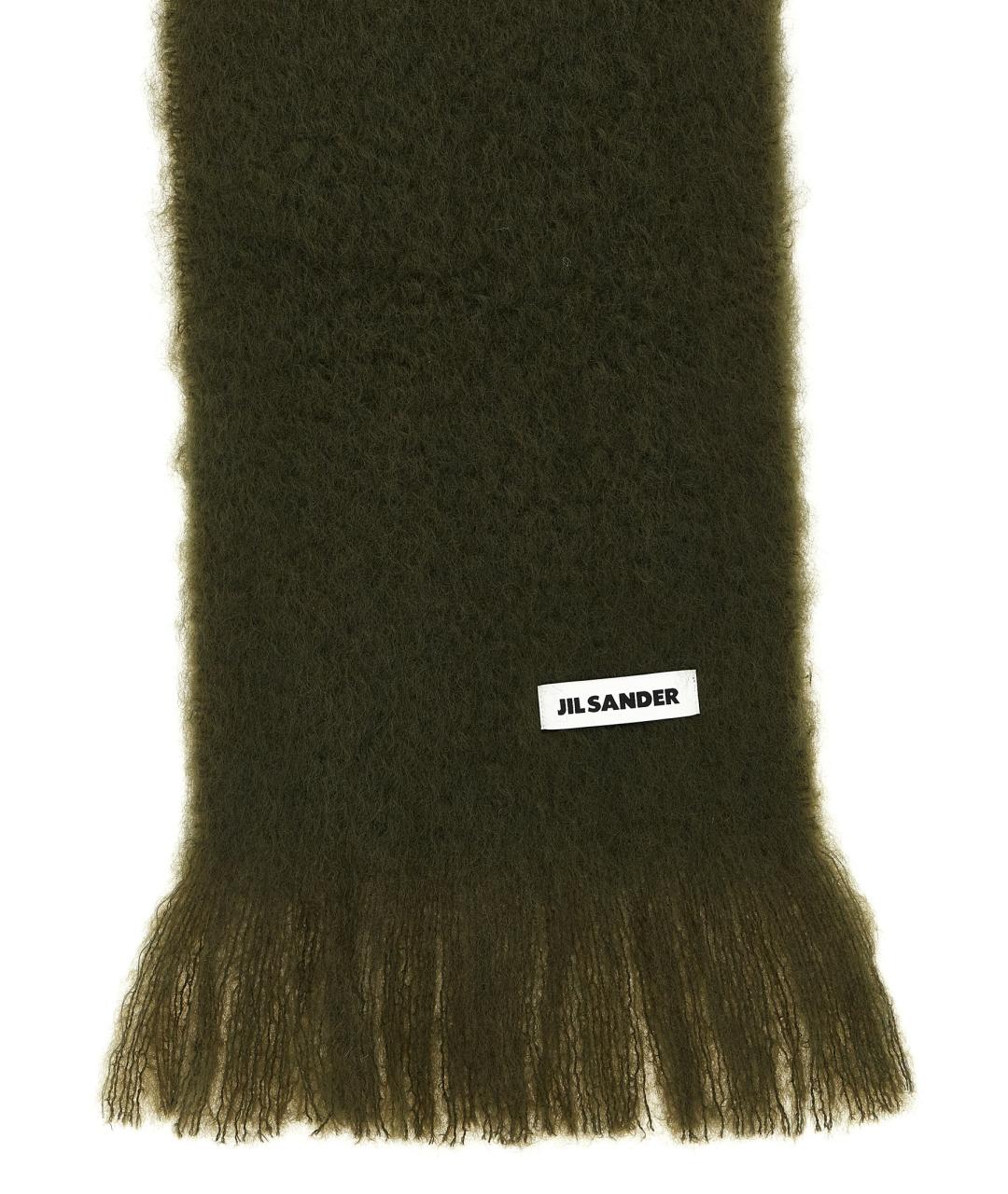 JIL SANDER Зеленый шерстяной шарф, фото 2