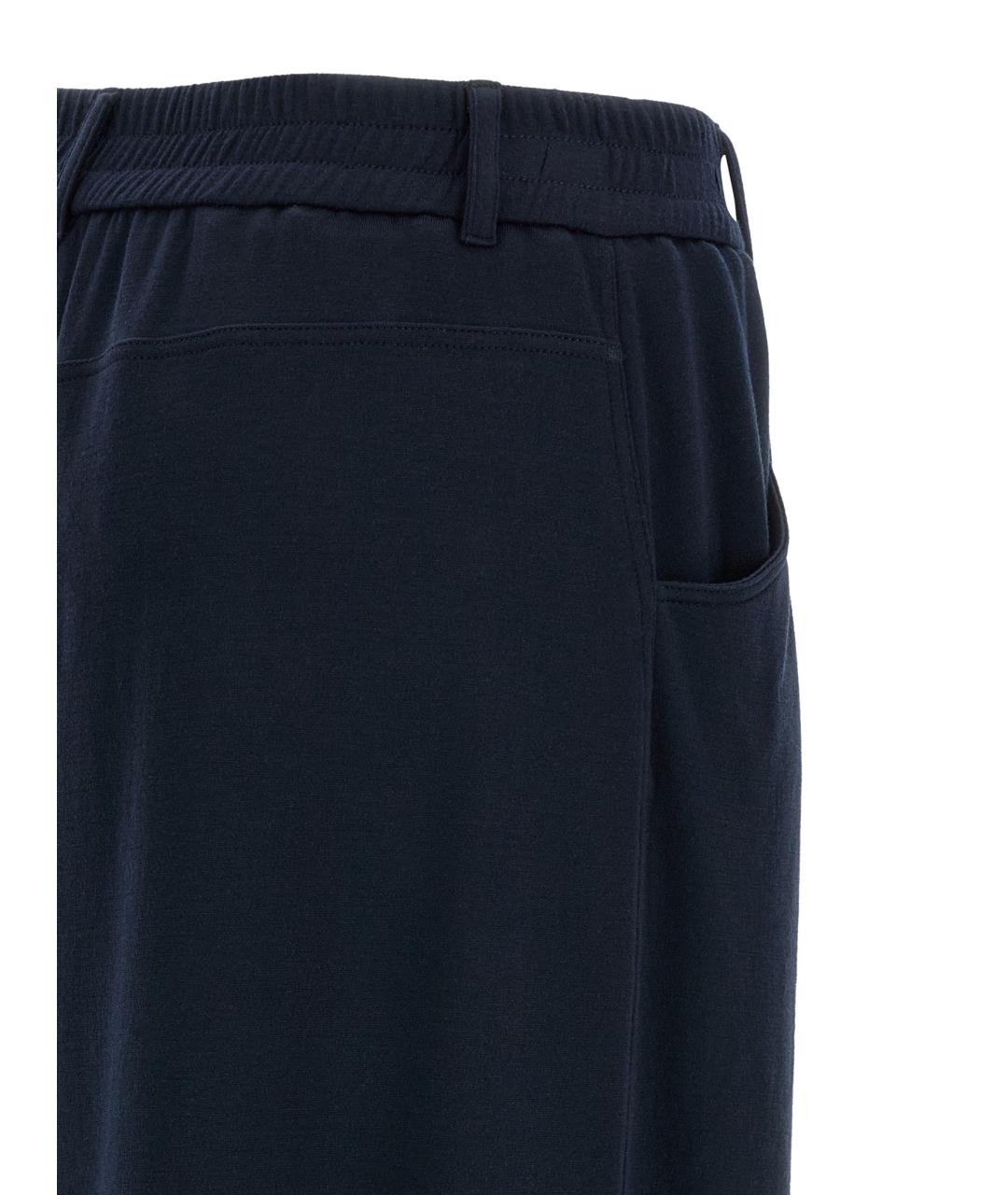 BRUNELLO CUCINELLI Темно-синие хлопковые брюки широкие, фото 4
