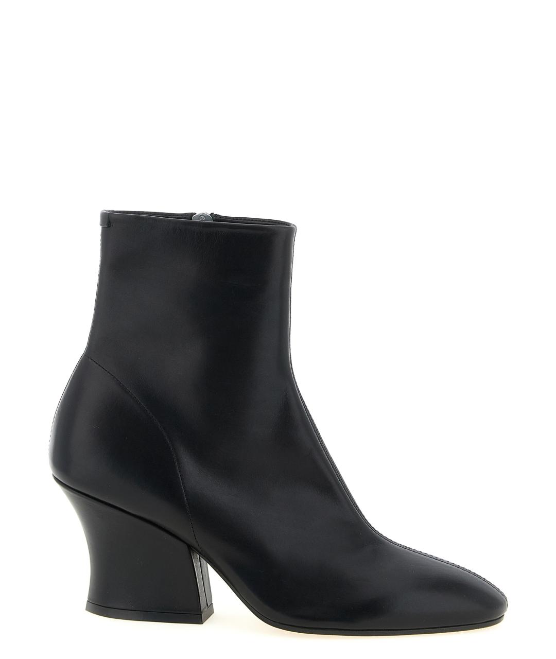 JIL SANDER Черные кожаные ботильоны, фото 1