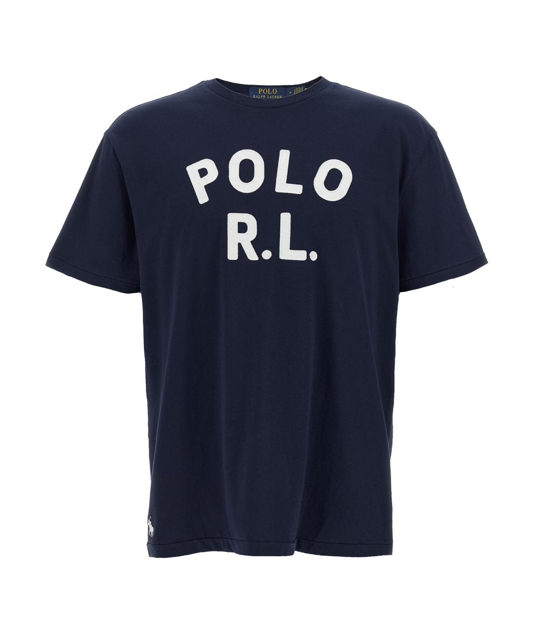 POLO RALPH LAUREN Темно-синяя хлопковая футболка, фото 1
