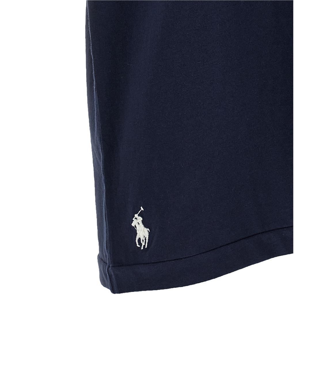 POLO RALPH LAUREN Темно-синяя хлопковая футболка, фото 4