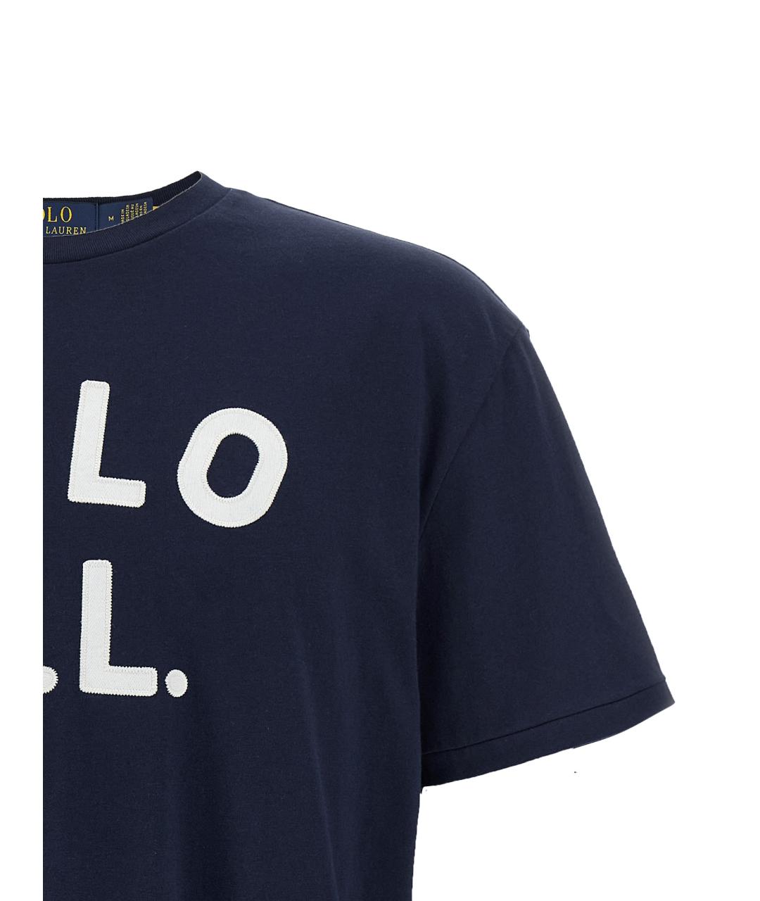 POLO RALPH LAUREN Темно-синяя хлопковая футболка, фото 3