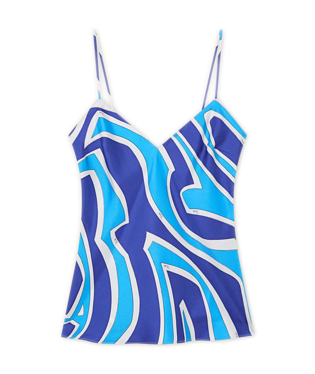 EMILIO PUCCI Синяя шелковая майка, фото 1