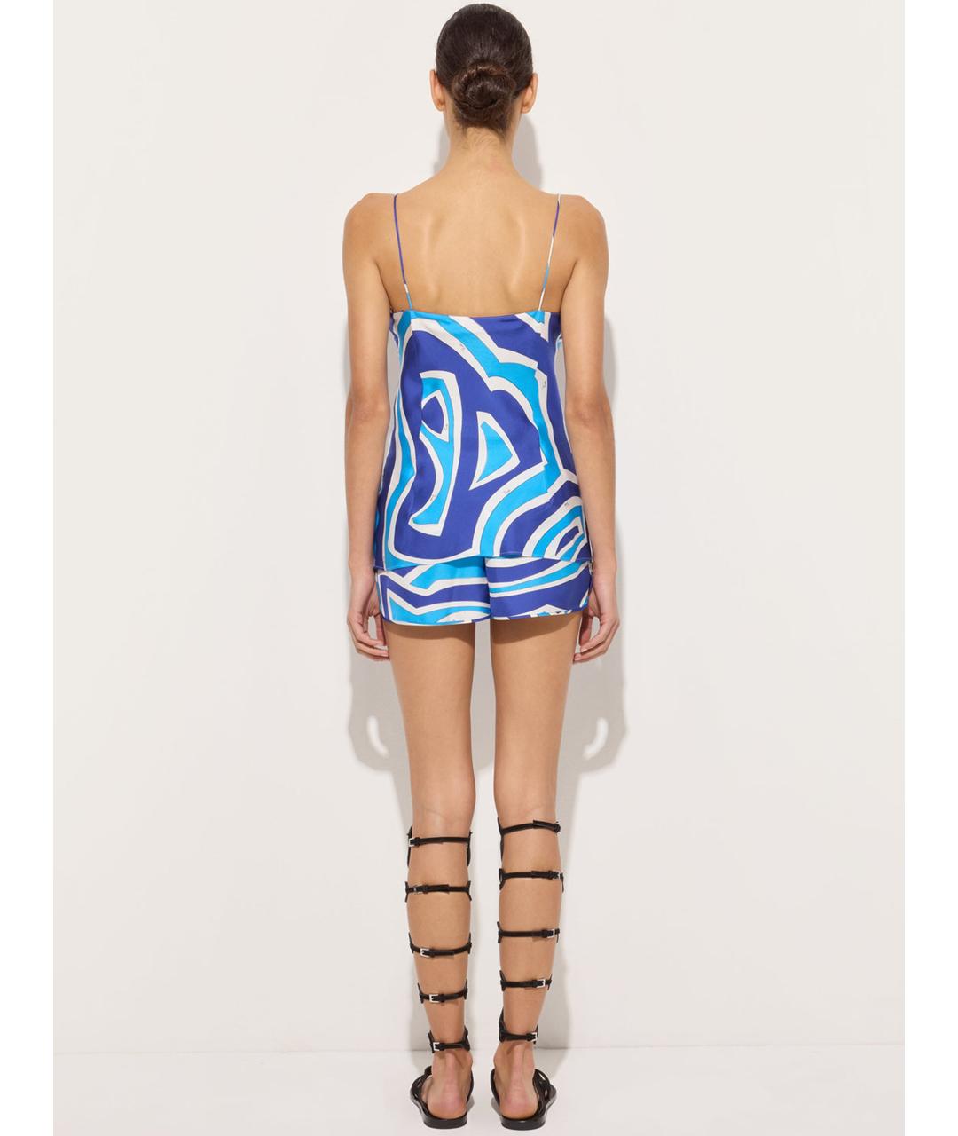 EMILIO PUCCI Синяя шелковая майка, фото 4