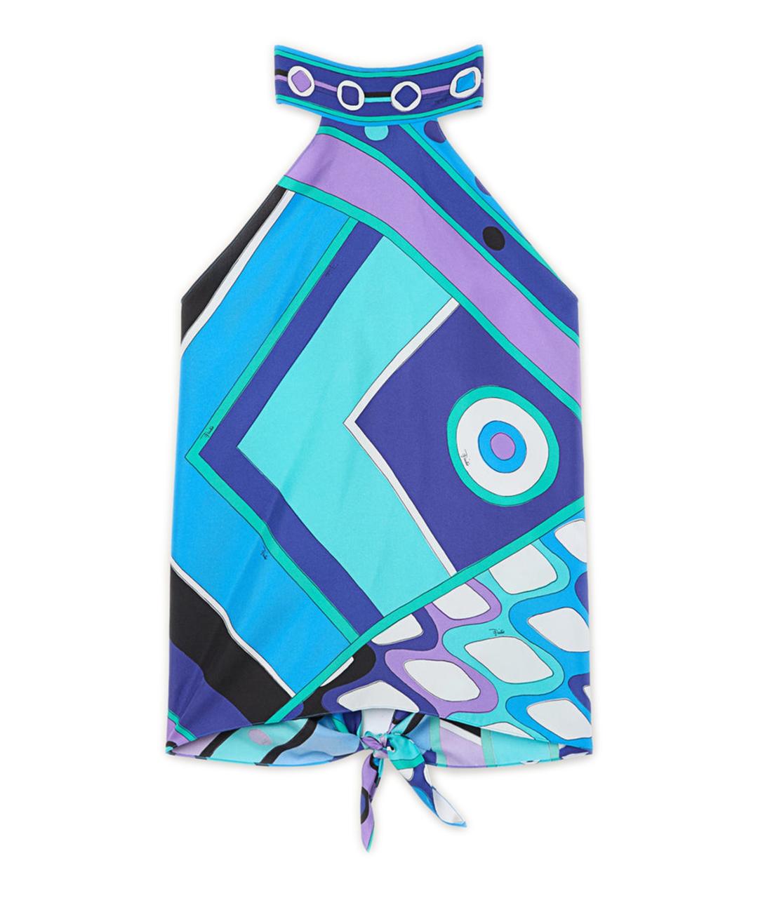 EMILIO PUCCI Синяя шелковая блузы, фото 1